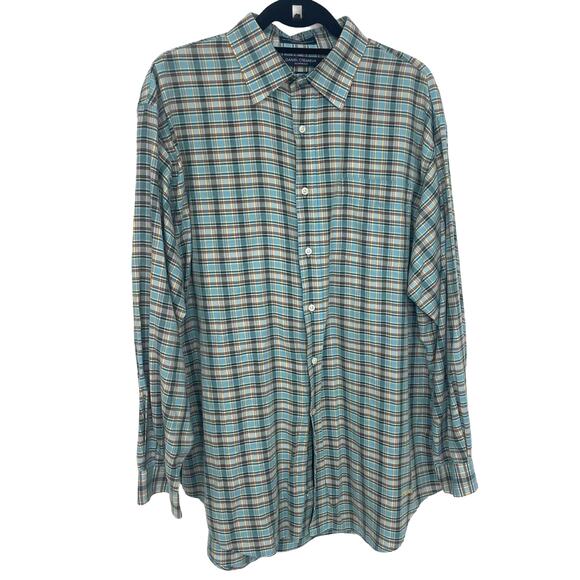 Daniel Cremieux Blue Plaid Long Sleeve Button Down Shirt Tailored Fit Mens Large - Picture 1 of 6